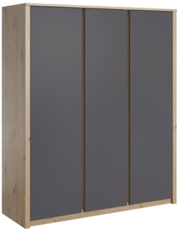 Kleiderschrank "Malta" Schlafzimmer Schrank 166cm grifflos artisan eiche grau