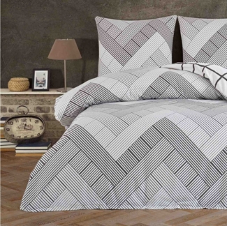 Buymax Bettwäsche, Biber, 2 teilig, 155x220 cm Flanell 100% Baumwolle Winterbettwäsche mit Reißverschluss