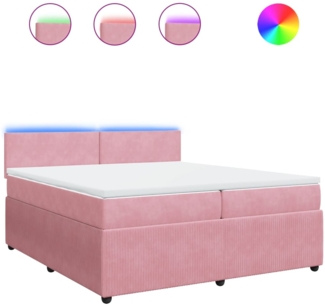 vidaXL Boxspringbett mit Matratze Rosa 200x200 cm Samt 3290129