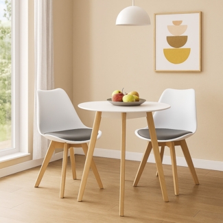 HTI-Living Atlanta Weiß/Hellgrau Esszimmerstuhl Samt 2er Set