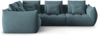 Micadoni Ecksofa Bloom 3-Sitzer Samt Pastellblau Links