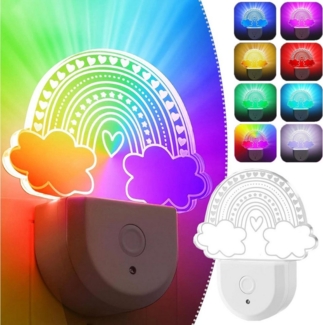 MUPOO Steckdosenleuchte Dynamisches RGB Regenbogen, Dinosaurier, Schmetterling Nachtlicht, Regenbogen, LED fest integriert, Nachtlicht mit Dämmerungssensor, Badezimmer-/Kinderzimmer-Deko