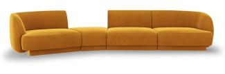 Micadoni Modulares Sofa Miley 4-Sitzer Links Samtstoff Gelb