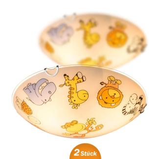 Deckenleuchte Kinderzimmer LED 2er Set Kinderlampe Tiere Zoo Safari Junge Mäd...