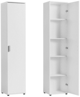 Home Collective Mehrzweckschrank Schmaler 40 cm breit mit 1 Tür & 4 Einlegeböden (Universalschrank Haushaltsschrank für Haushalt, Flur, Büro oder Schlafzimmer) 40x35x184 cm (BxTxH), Weiß