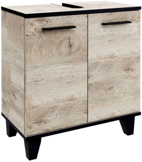 Fackelmann TE-A Waschtischunterschrank 60 cm breit mit Füßen, Braun hell