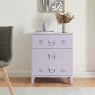 Metallschrank Hämeenlinna mit 3 Schubladen 60x40x72 cm Lila [en. casa]