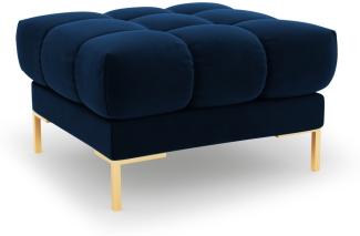 Micadoni Samtstoff Pouf Hocker Mamaia | Bezug Royal Blue | Beinfarbe Gold Metal