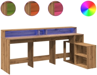 vidaXL LED-Schreibtisch Artisan-Eiche 200x104x91 Holzwerkstoff 3309473