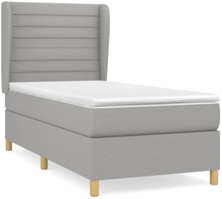 Boxspringbett mit Matratze Stoff Hellgrau 90x190 cm, Härtegrad: H2 [3128565]