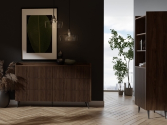 WFL GROUP Bücherregal Arysa, 1-tlg, griffloses Bücherregal mit gerillter Front