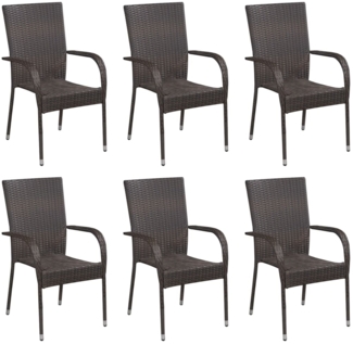 vidaXL Stapelbare Gartenstühle 6 Stk. Poly Rattan Braun 310086