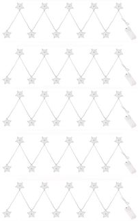 5er Set LED Lichterkette, Sternen-Design, Batterie, silber, L 165 cm