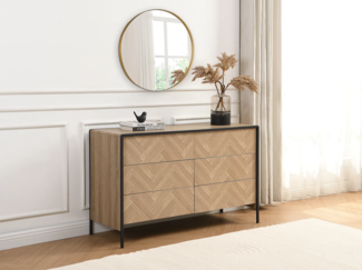 Vente-unique - Kommode - 6 Schubladen - MDF & Metall - Holzfarben & Schwarz - TUMACO