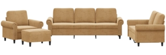 vidaXL 4-tlg. Sofagarnitur mit Kissen Braun Samt 3202187
