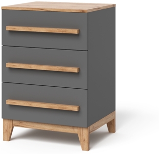 Kommode Malia Grau/Artisan 60 x 88 cm mit 3 Schubladen Vitalispa