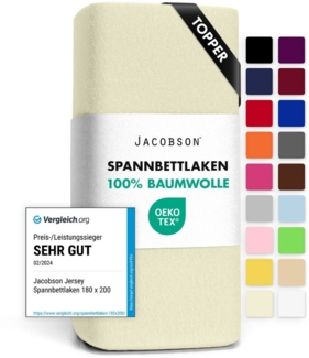 Jacobson Spannbettlaken TOPPER aus 100% Baumwolle, Jersey Bettlaken 160 g/m², Spannbetttuch mit Gummizug, OEKO-TEX®, pflegeleicht, viele Farben
