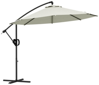 MC Star Sonnenschirm Terrassenschirm freitragend Ø293x260Hcm mit Kurbel und Kreuzfuß, neigbar, belüftet, 8 Rippen, Polyester Creme