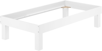 Holzbett hohes Einzelbett Buche Bettrahmen Futonbett mit Breite wählbar V-60.87-220W-H