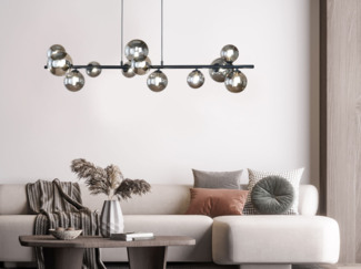 Fischer & Honsel 60982 LED Pendelleuchte Bala 12-flammig sandschwarz rauchfarben