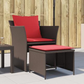 vidaXL Gartenstuhl mit Fußhocker Braun Poly Rattan 368622