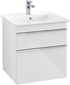 VILLEROY & BOCH VENTICELLO Waschbeckenunterschrank 55 cm breit, Weiß, Griff Chrom, 2 Schubladen