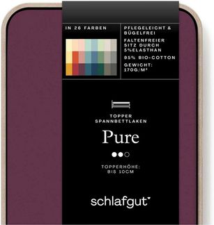 Schlafgut 'PURE TOPPER' Spannbettlaken, für Topper bis 10 cm Höhe, Purple Deep, XL 180x200 cm - 200x220 cm, 100% Bio-Baumwolle
