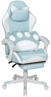 Puluomis Gaming-Stuhl Bürostuhl Ergonomisch mit Katzenpfote Lendenkissen und Katzenohren (Gamer Stuhl, Racing Computerstuhl PC Stuhl mit Fußstütze Kopfstütze), für Mädchen, Teenager, Kinder, Pink