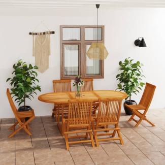 vidaXL 7-tlg. Garten-Essgruppe Massivholz Teak 3059609