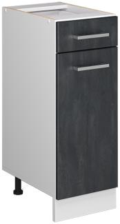 Vicco Schubunterschrank R-Line Schwarz Beton Weiß 30 cm mit Arbeitsplatte Anthrazit