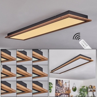 hofstein Deckenleuchte dimmbare Deckenlampe aus Metall/MDF/Kunststoff, LED fest integriert, 4000 Kelvin, dimmbar über Fernbedienung, 36 W, 2700-6500 Lumen, Memory, Nachtlicht
