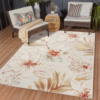 TaraCarpet Teppich TaraCarpet In und Outdoor Teppich Fantasy Lilie, rechteckig, Höhe: 5 mm, Lilie grau Wohnzimmer Balkon Terrasse Esszimmer 160X230
