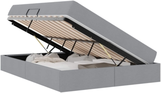 vidaXL Aufbewahrungsbett mit Matratze Hellgrau 140x190 cm Polyester 3399658