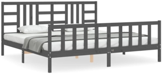 vidaXL Massivholzbett mit Kopfteil Grau 200x200 cm 3191993
