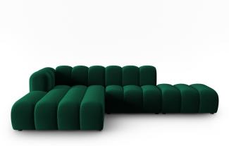 Micadoni Modulares Ecksofa offen Lupine 5-Sitzer Links Samtstoff Flaschengrün