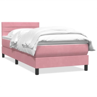 vidaXL Boxspringbett mit Matratze Rosa 100x220 cm Samt 3316346