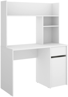 Dmora Schreibtisch Zefiro, Mehrzweckschreibtisch, Bürotisch für PC, Eckschreibtisch, 110x50 h152 cm, Weiß