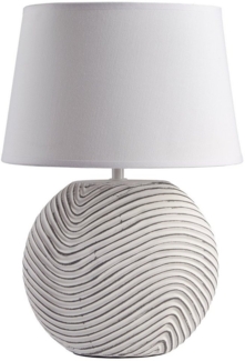 Nachttischlampe Zen Garden Weiß - Keramikfuß in zweifarbigem, mattem Finish - 38 cm Höhe, Weiß Grau