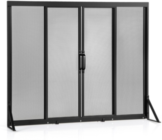 Kaminschirm mit Schiebetüren Freistehender Kaminfunkenschutz mit Dreiecksstützrahmen 96 x 79 cm