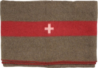 Wolldecke Schweiz. Wolldecke, braun, 200 x 150 cm, MFH, mit weißem Kreuz