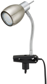 LED Tischleuchte, Klammer, Flexo, nickel matt, H 17,5cm