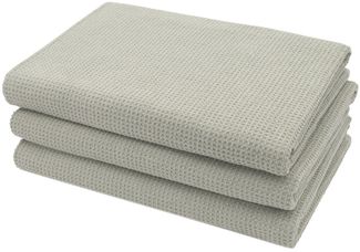 ZOLLNER Duschtücher, Waffelpique (3-St), 70x140 cm, 100% Baumwolle, vom Hotelwäschespezialisten, Waffelpique