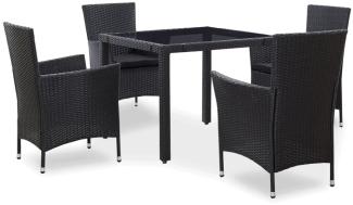 vidaXL 5-tlg. Garten-Essgruppe Poly Rattan Schwarz 45978