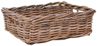 VIVANNO Tablett Rattan TACA Kasten, Natur Geflochten 47x36x15 cm, Rattan