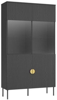 Lomadox Vitrine MOLONG-166 Vitrinenschrank Schrank schwarz Glas Wohnzimmer Esszimmer 107/188/40cm