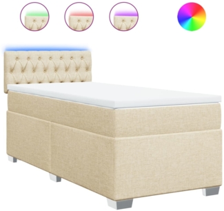 vidaXL Boxspringbett mit Matratze Creme 100x200 cm Stoff 3288111