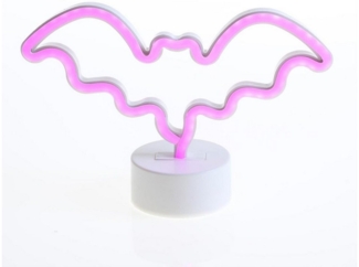 SATISFIRE LED Dekolicht LED NEON Figur Fledermaus Neonlicht Schild Leuchtfigur USB 17cm pink, LED Classic, pink