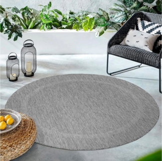 Carpettex Outdoorteppich Unicolor - Einfarbig, Rund, Höhe: 5 mm, Rund Outdoor Teppich Wetterfest Balkon Küchenteppich Flachgewebe