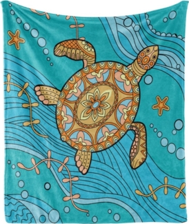 Wohndecke Gemütlicher Plüsch für den Innen- und Außenbereich, Abakuhaus, Schildkröte Doodle Wasser