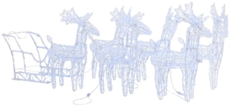 vidaXL Rentiere Schlitten Weihnachtsdekoration 320 LEDs Acryl 3100424